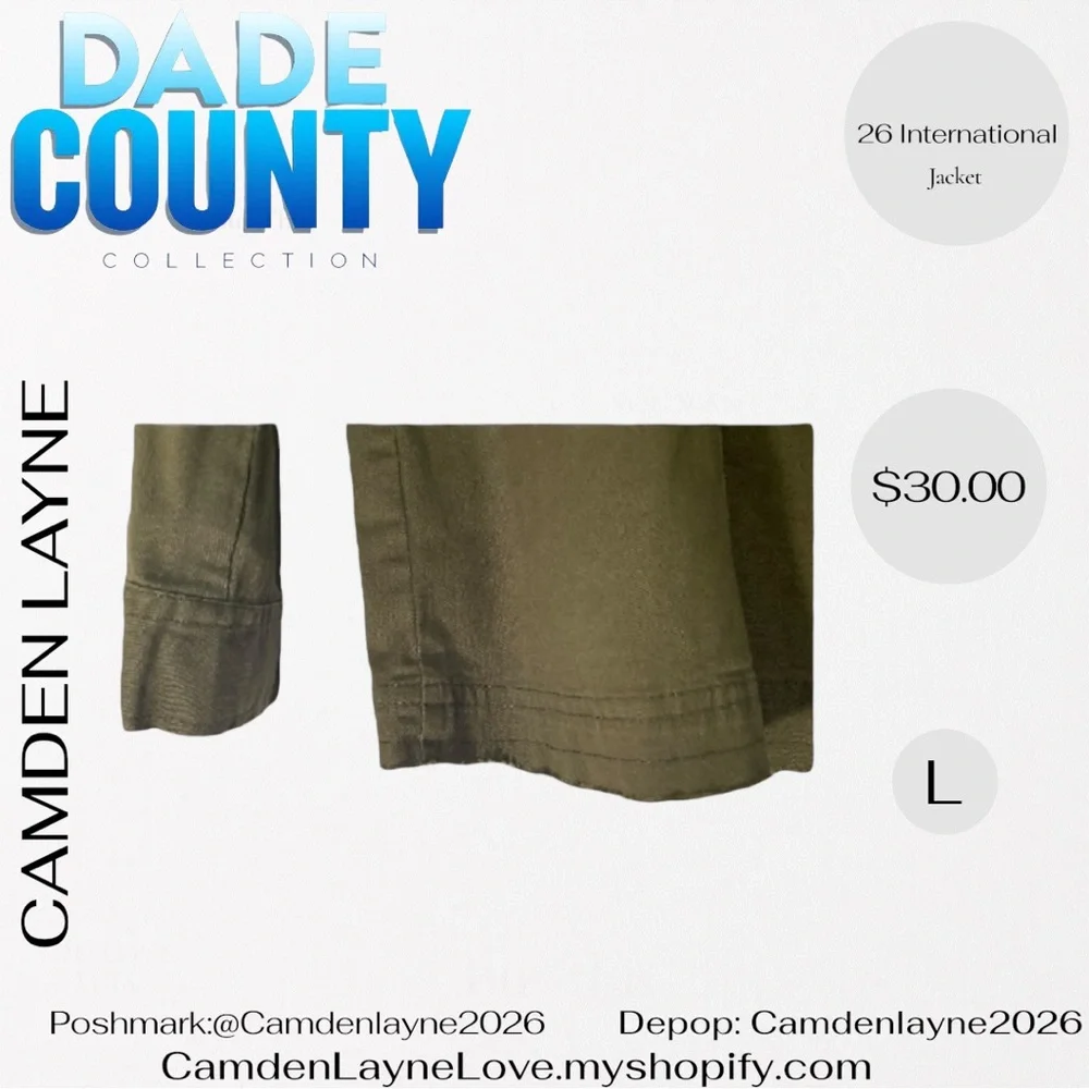 26 International Olive Embroidered Utility Jacket - Picture 9 of 11
